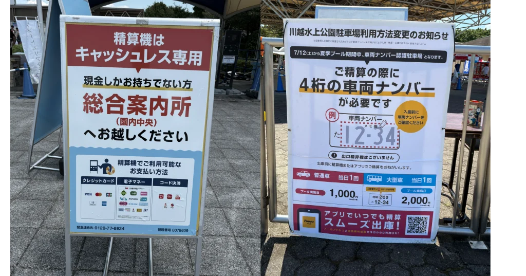 川越水上公園プール 正門前の私営駐車場