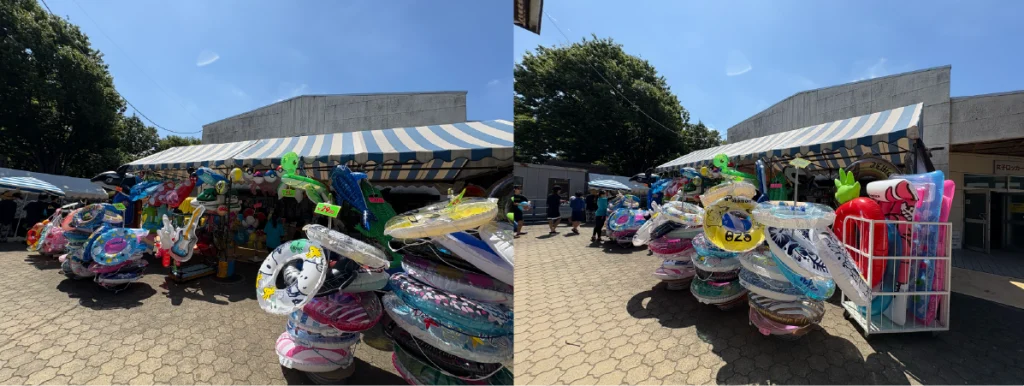 川越水上公園プール 浮き輪やサンダルの売店